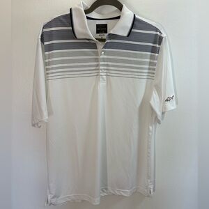 Greg Norman White Stripe Play Dry Golf Polo M